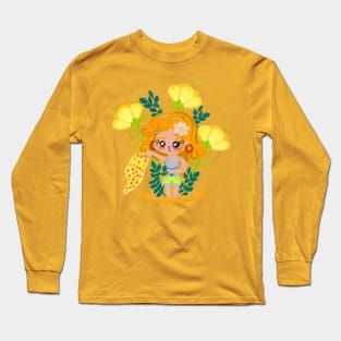 Cute girly cartoon Face girl Long Sleeve T-Shirt